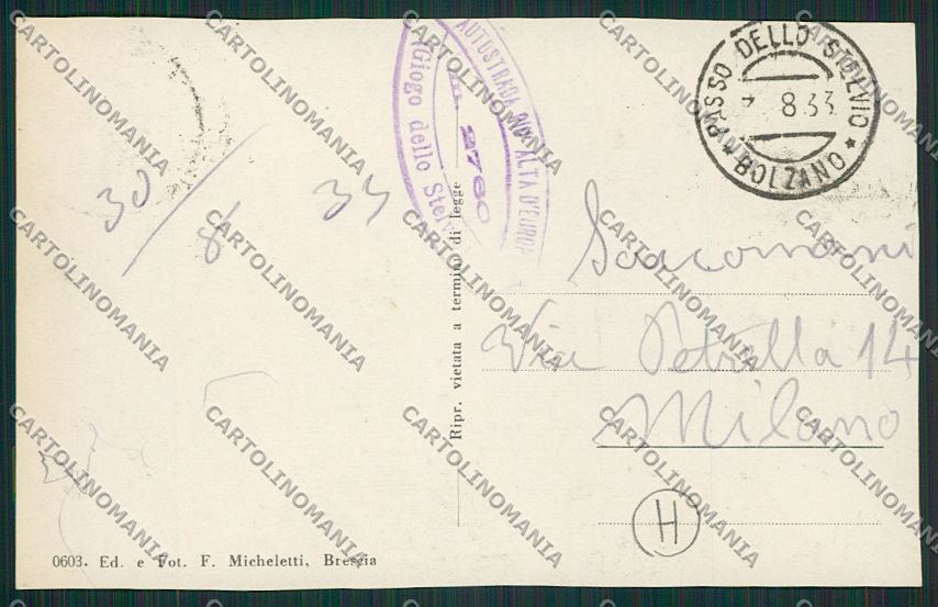 Sondrio Passo Stelvio Foto cartolina QQ7566 – retro