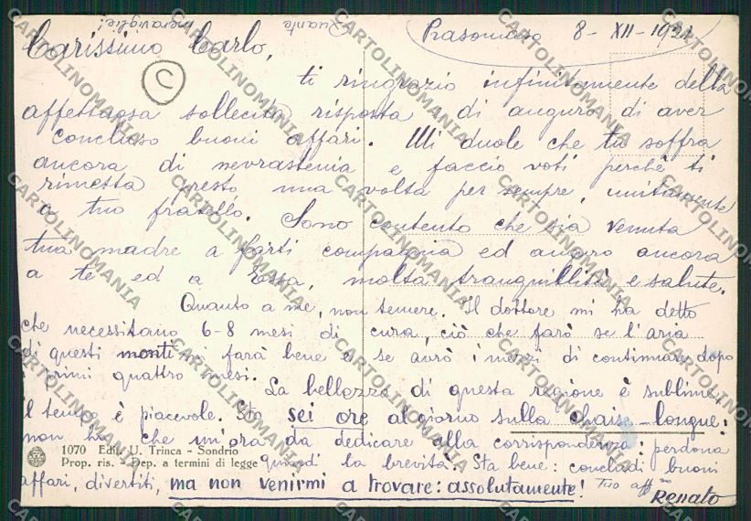 Sondrio Prasomaso cartolina QQ7575 – retro