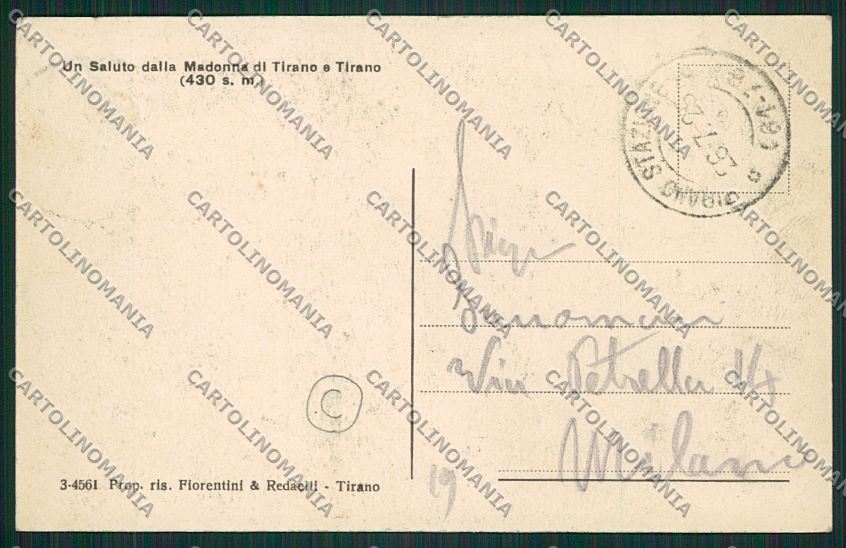 Sondrio Tirano cartolina QQ7622 – retro