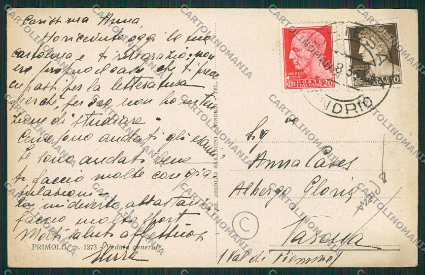 Sondrio Primolo PIEGA cartolina QQ7704 – retro