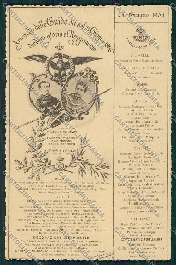 Militari Reggimentale Cavalleggeri Custoza cartolina QQ7839 – fronte