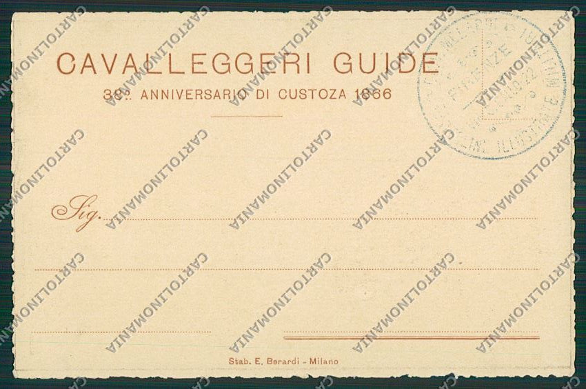 Militari Reggimentale Cavalleggeri Custoza cartolina QQ7839 – retro