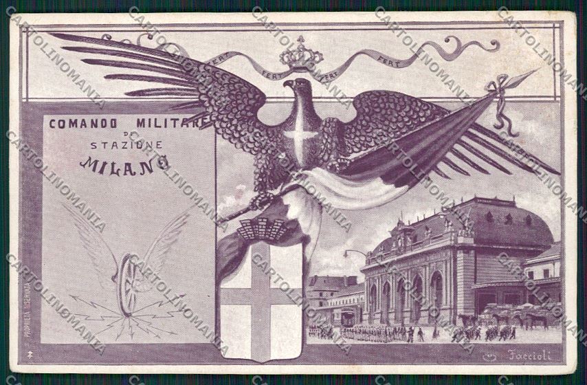 Militari Reggimentale Milano Stazione Faccioli cartolina QQ7843 – fronte