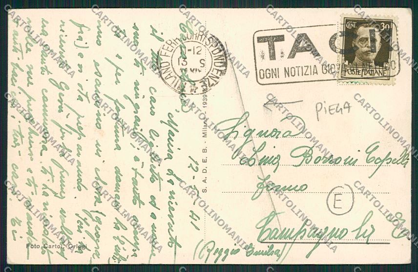 Milano Bollate PIEGA cartolina QQ7917 – retro