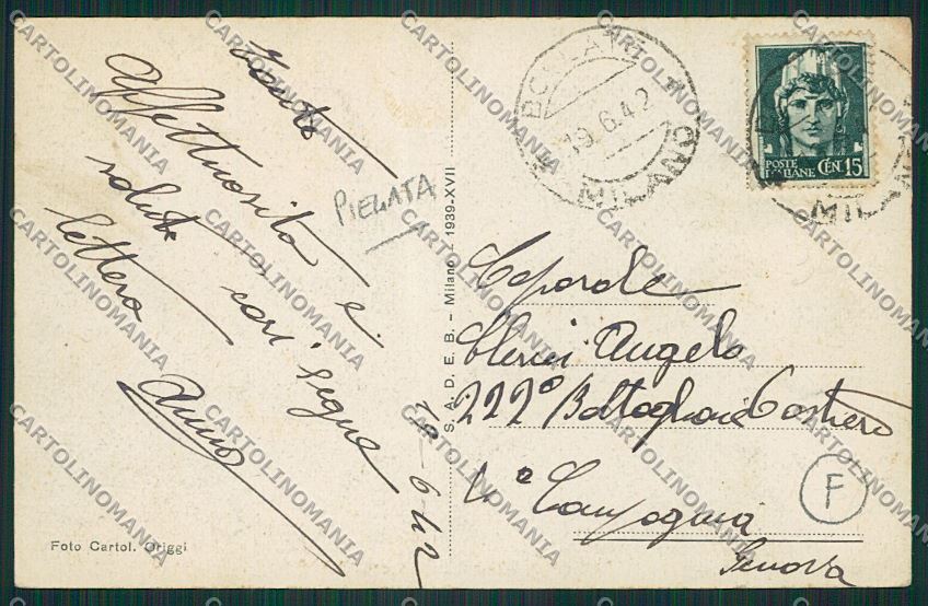 Milano Bollate PIEGATA cartolina QQ7928 – retro