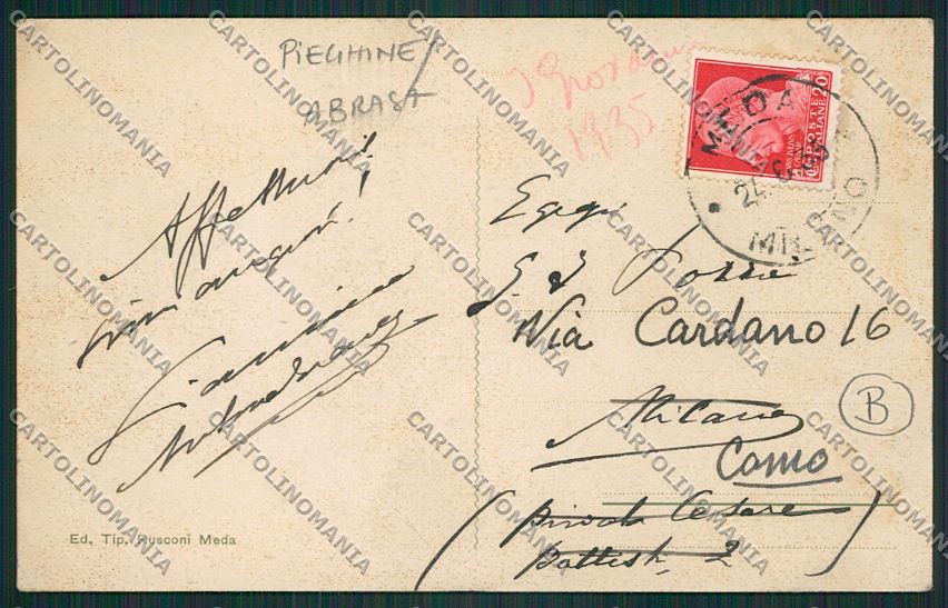 Milano Meda PIEGHINE ABRASA cartolina QQ8121 – retro