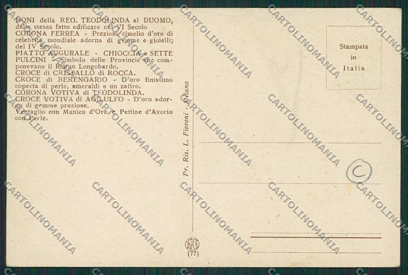 Milano Monza cartolina QQ8205 – retro