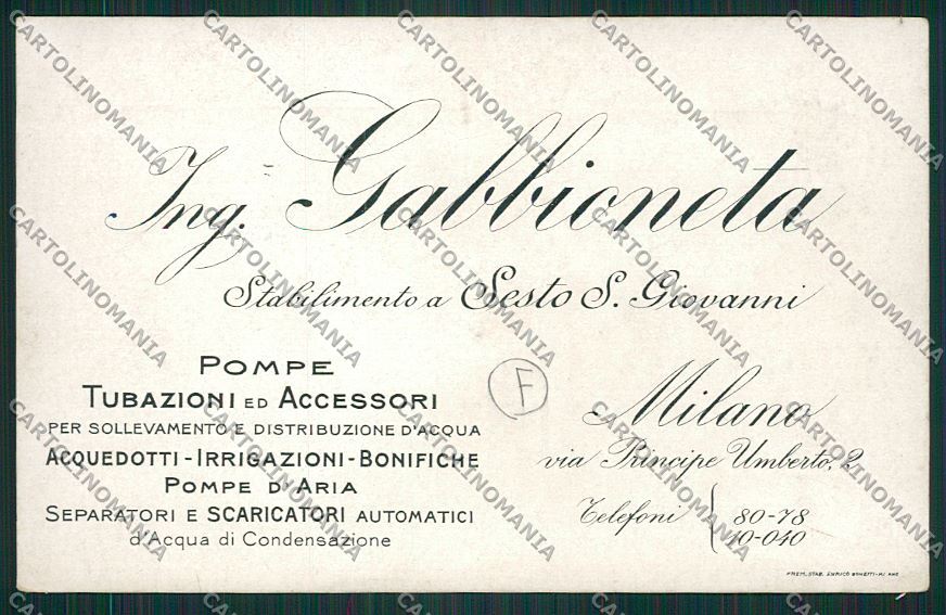 Milano Sesto San Giovanni Pubblicitaria cartolina QQ8609 – retro