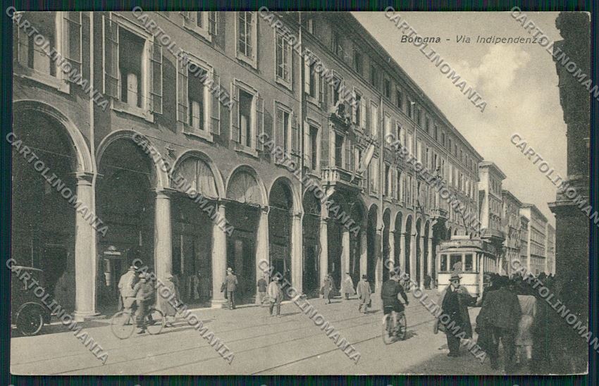 Bologna città via Indipendenza Tram cartolina QQ8786 – fronte