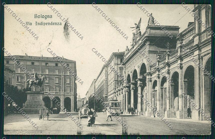 Bologna città via Indipendenza Tram cartolina QQ8800 – fronte