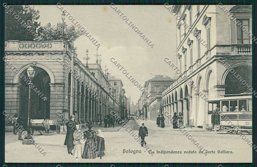 Bologna città via Indipendenza Tram cartolina QQ8808 – fronte