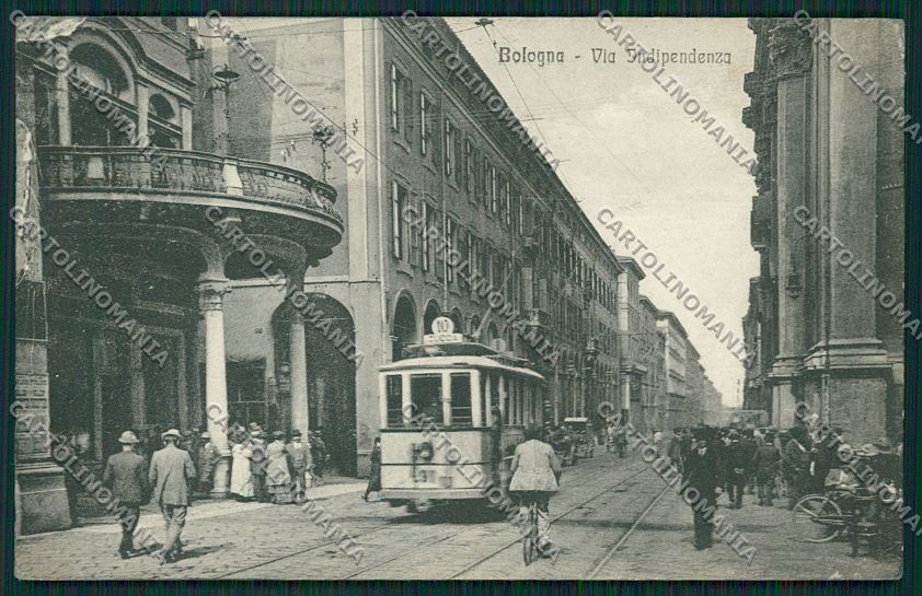 Bologna città via Indipendenza Tram cartolina QQ8816 – fronte