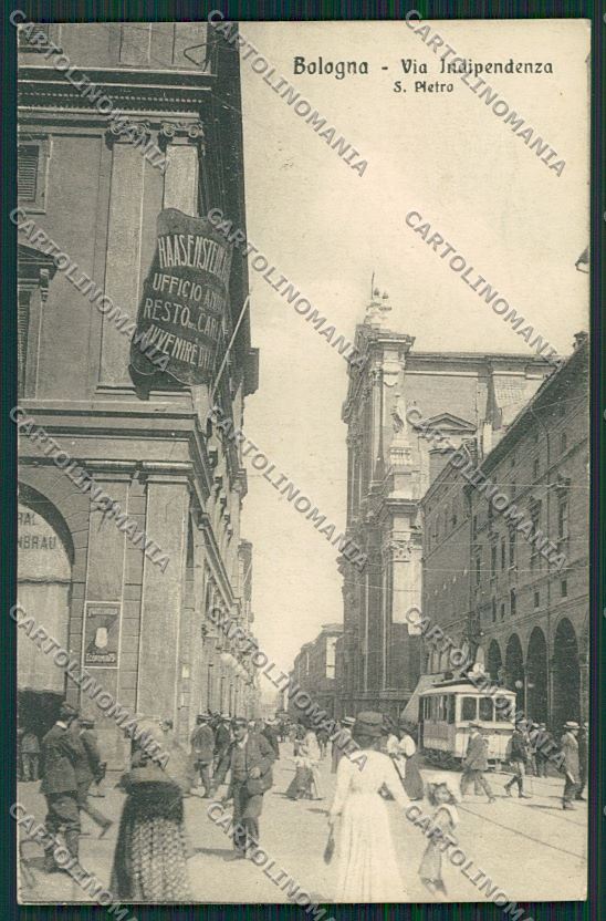 Bologna città via Indipendenza Tram cartolina QQ8818 – fronte