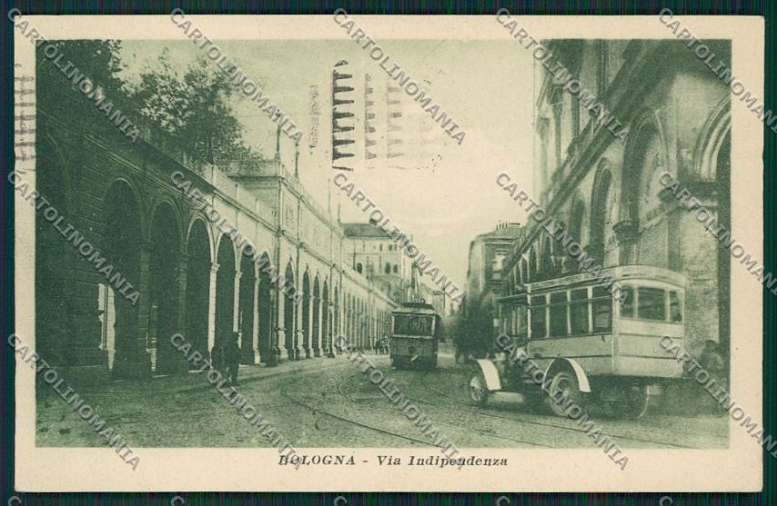 Bologna città via Indipendenza Autopostale Tram cartolina QQ8819 – fronte