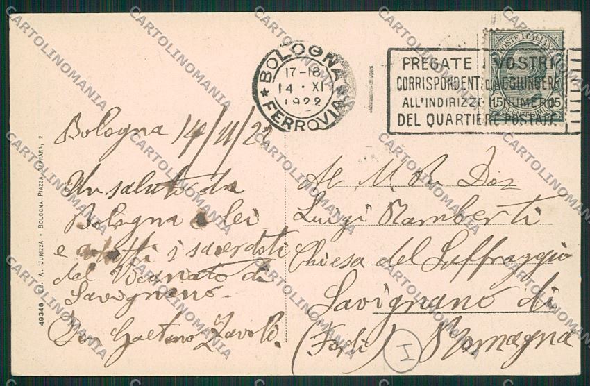 Bologna città via Indipendenza Autopostale Tram cartolina QQ8819 – retro