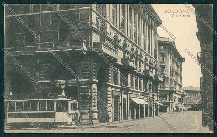 Bologna città via Orefici Tram cartolina QQ8832 – fronte