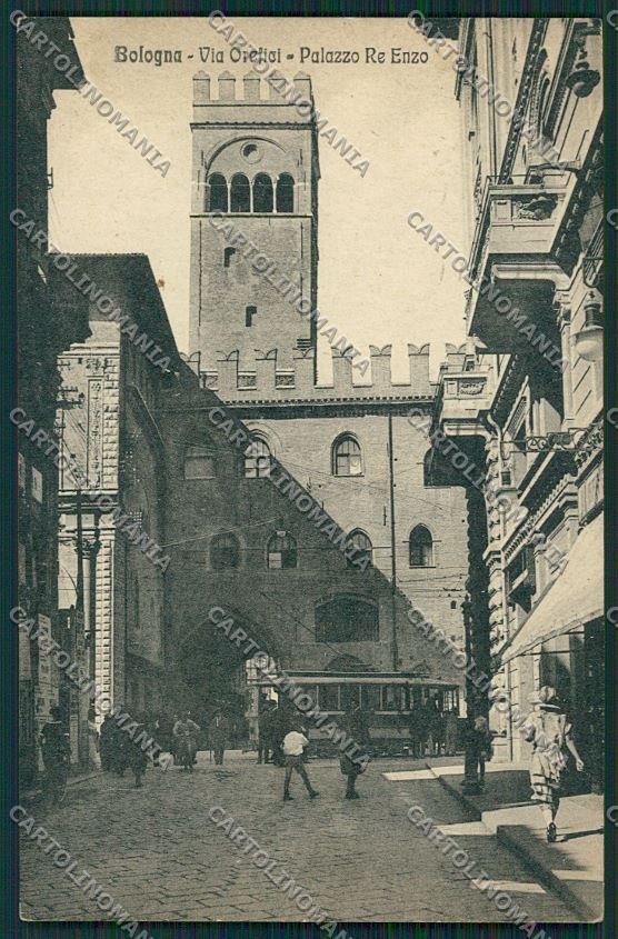 Bologna città via Orefici Tram cartolina QQ8834 – fronte