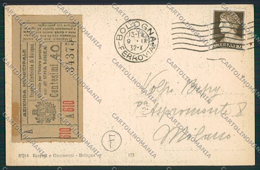 Bologna città via Orefici Tram cartolina QQ8834 – retro