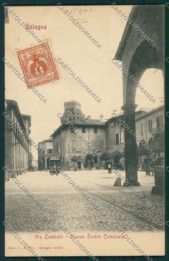 Bologna città via Zamboni cartolina QQ8848 – fronte