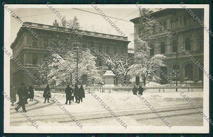 Bologna città Piazza Minghetti nevicata Foto cartolina QQ8911 – fronte