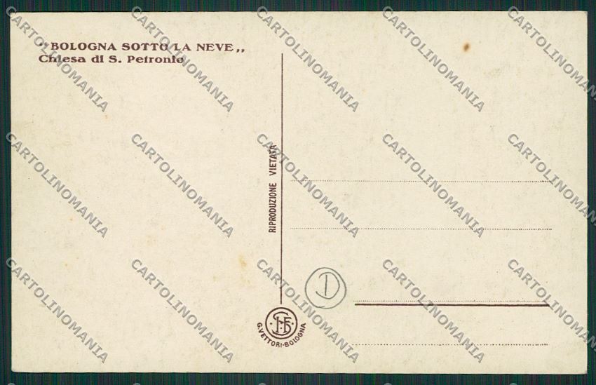 Bologna città Piazza Nettuno nevicata Foto cartolina QQ8915 – retro