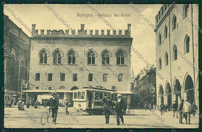 Bologna città Piazza Nettuno Tram cartolina QQ8918 – fronte