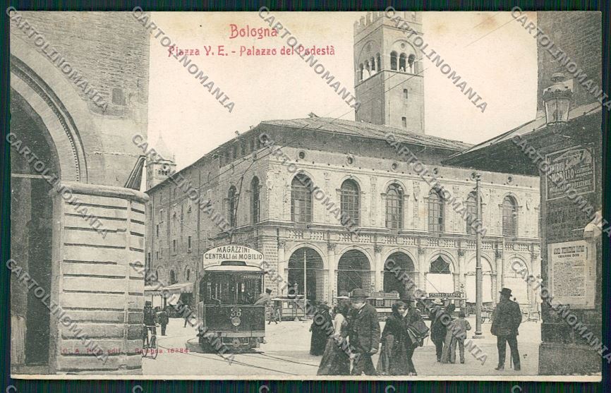 Bologna città Piazza Vittorio Emanuele Tram cartolina QQ8942 – fronte
