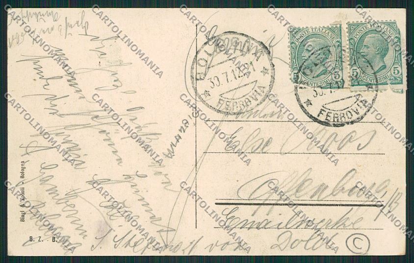 Bologna città Porta Galliera PIEGHINA cartolina QQ8972 – retro