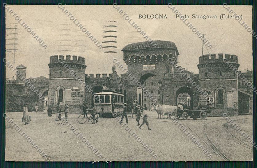 Bologna città Porta Saragozza Tram cartolina QQ8982 – fronte