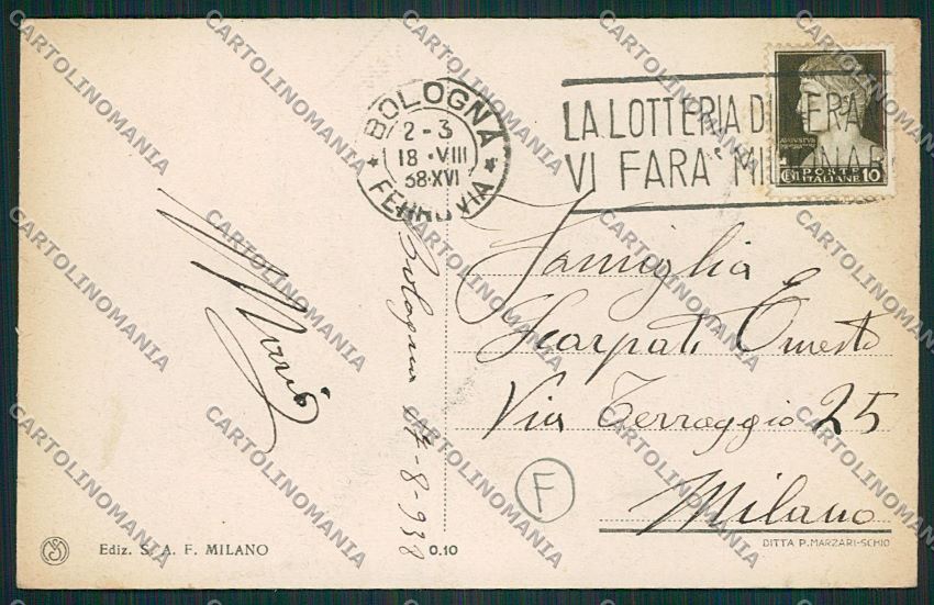Bologna città Saluti a grande velocità Treno cartolina QQ9017 – retro