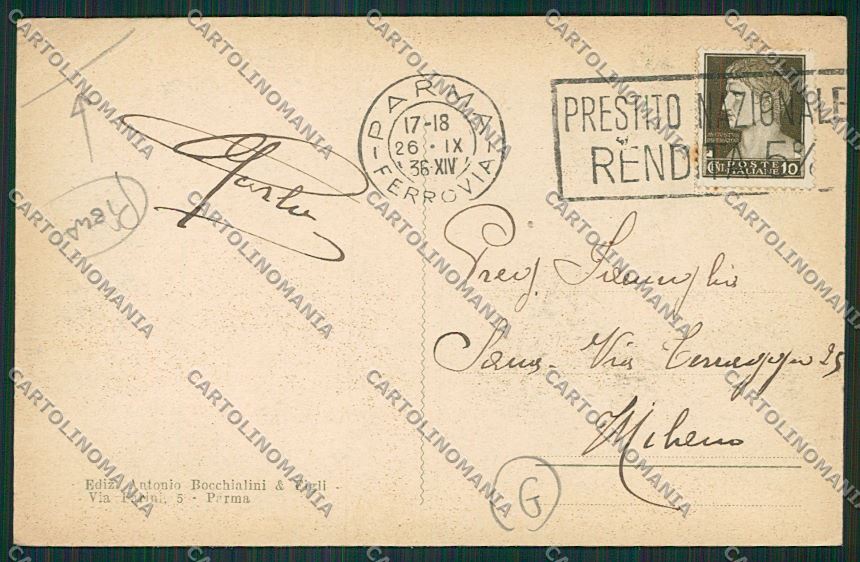 Parma città PIEGA cartolina QQ9409 – retro