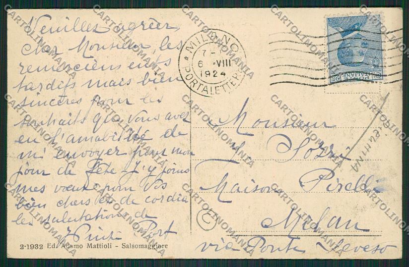 Parma Salsomaggiore PIEGHINA cartolina QQ9474 – retro