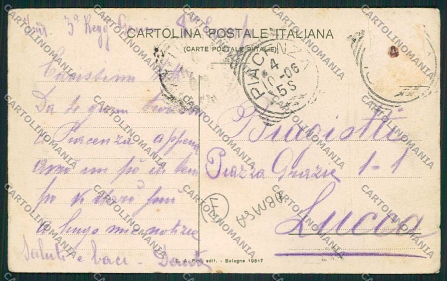 Piacenza Militari Genio Telegrafisti ABRASA cartolina QQ9655 – retro