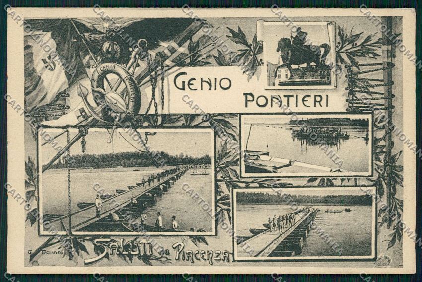 Piacenza Militari Genio Pontieri Saluti da cartolina QQ9735 – fronte