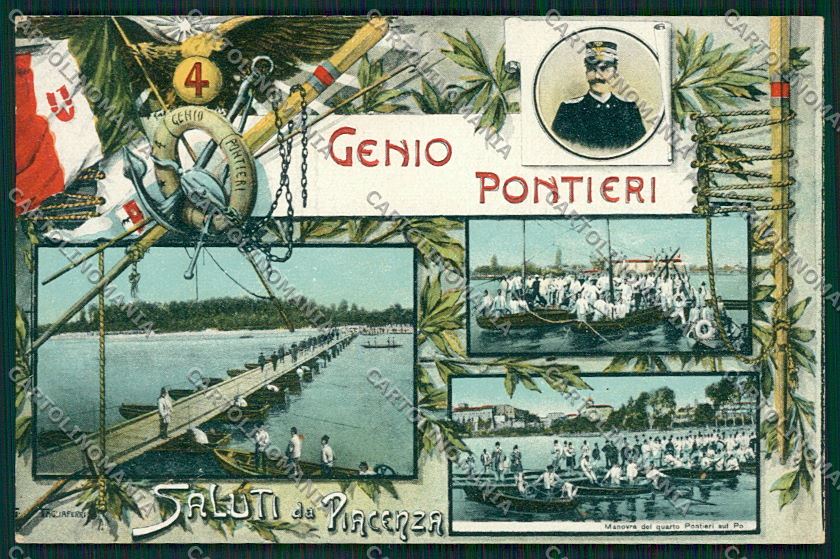 Piacenza Militari Genio Pontieri Saluti da cartolina QQ9736 – fronte