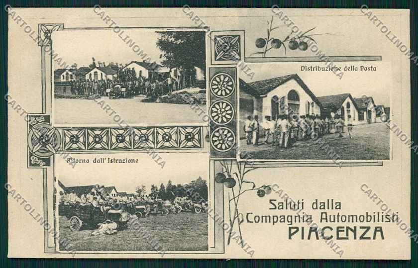 Piacenza Militari Compagnia Automobilisti Saluti da cartolina QQ9742 – fronte