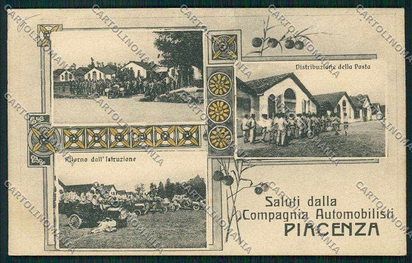 Piacenza Militari Compagnia Automobilisti Saluti da cartolina QQ9743 – fronte