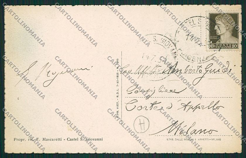 Piacenza Castel San Gionanni cartolina QQ9782 – retro