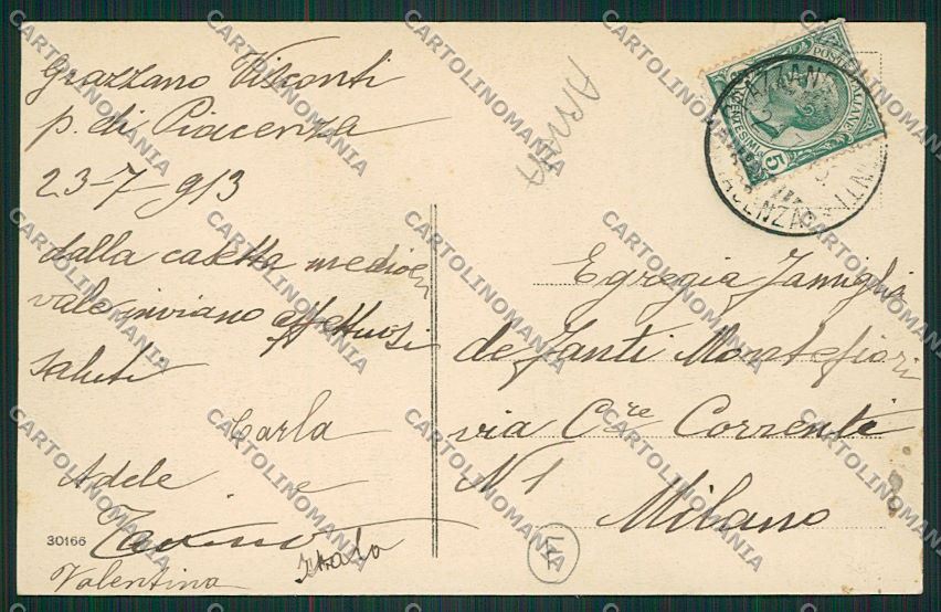 Piacenza Grazzano Visconti ABRASA cartolina QQ9797 – retro
