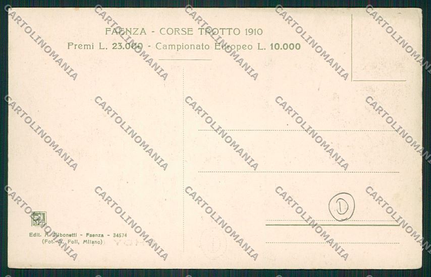 Ravenna Faenza Ippica Trotto cartolina QQ9973 – retro