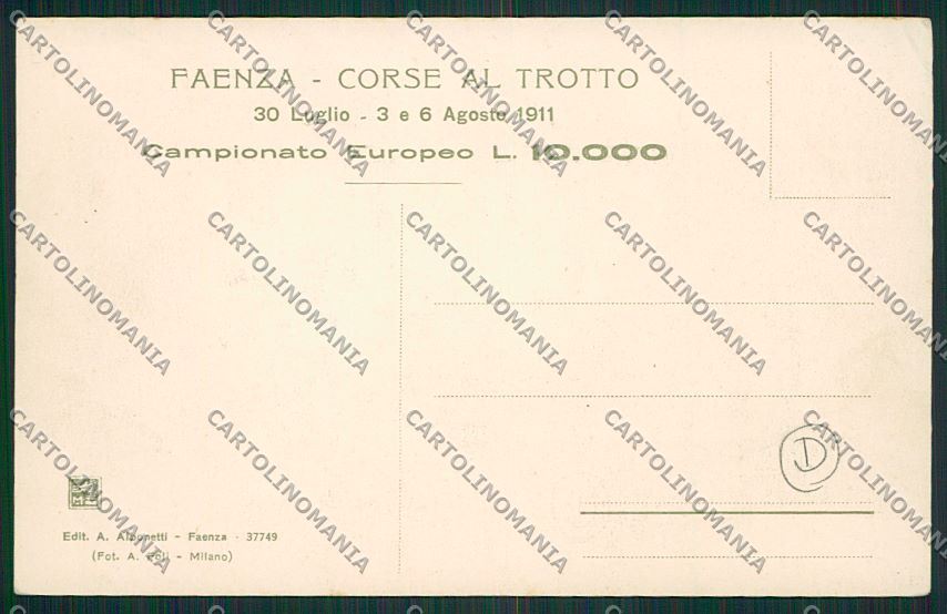 Ravenna Faenza Ippica Trotto cartolina QQ9974 – retro