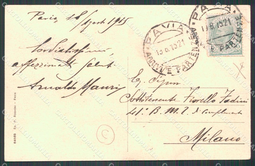 Pavia Città Militari ABRASA PIEGHE cartolina QT0040 – retro