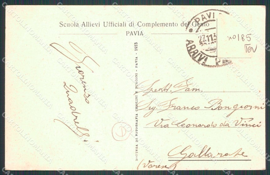 Pavia Città Caserma Miliatari PIEGA cartolina QT0048 – retro