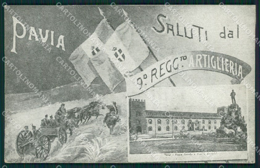 Pavia Città Militari Saluti da cartolina QT0054 – fronte