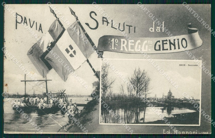 Pavia Città Militari Saluti da cartolina QT0065 – fronte