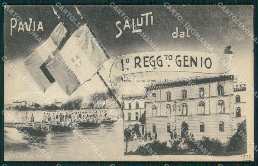 Pavia Città Militari Saluti da cartolina QT0066 – fronte