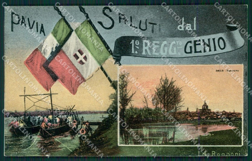 Pavia Città Militari Saluti da cartolina QT0074 – fronte