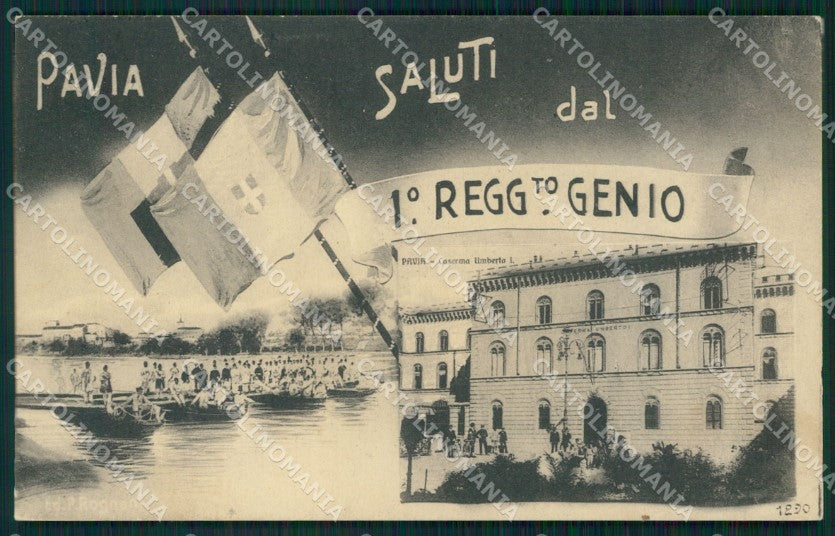 Pavia Città Militari Saluti da cartolina QT0075 – fronte
