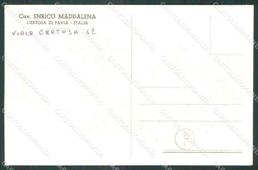 Pavia Certosa di Tranvia a Cavalli cartolina QT0102 – retro
