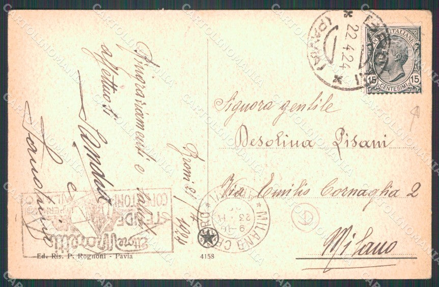Pavia Broni FORI PIEGHINA cartolina QT0109 – retro